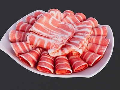 现代其他摆件 一盘肥牛肉卷