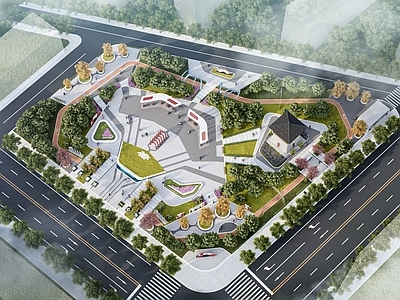 现代极简景观公园 廉政公园 现代公园