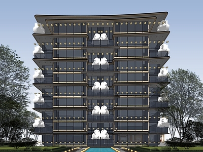 现代新中式多层住宅 新中式多层住宅 新中式第四代住 现代四代宅立面 未来社区住宅立面