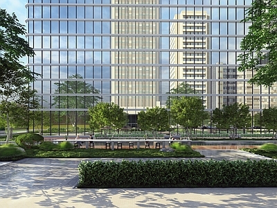 现代简约办公园区景观 科技办公 产业园区 办公景观 园区景观