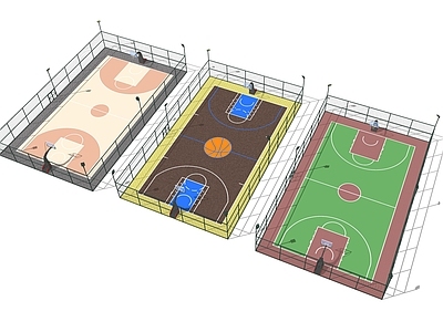 现代篮球场 户外篮球场 运动场地