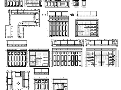 新中式中式柜子 博古架 储物柜 鞋柜 衣帽柜 书柜 施工图
