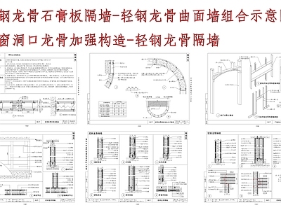 轻钢龙骨隔墙 轻钢龙骨曲面墙 施工图