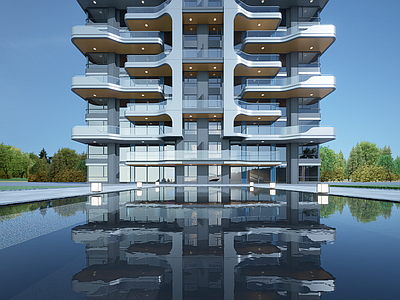 现代小区建筑 住宅门头 单元门头 住宅入户门 架空层入户大堂 入户大堂