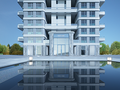 现代小区建筑 住宅门头 单元门头 住宅入户门 架空层入户大堂 入户大堂