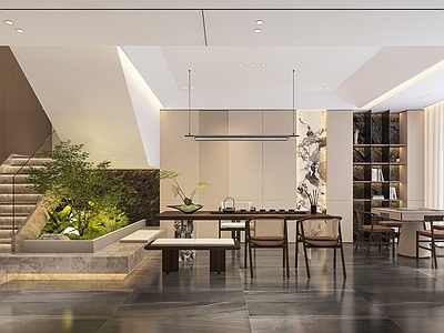 新中式现代茶室 办公室茶室 茶室柜 会所茶室