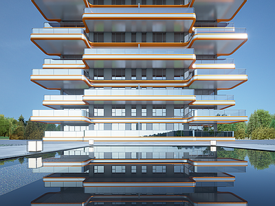 现代小区建筑 住宅门头 单元门头 住宅入户门 架空层入户大堂 入户大堂