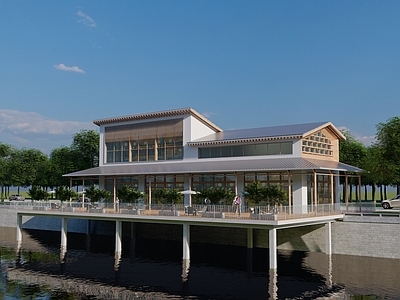 现代新中式民宿建筑 滨水民宿建筑 平地民宿建筑 服务中心 驿站