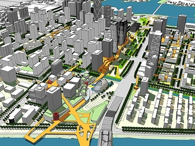 现代简约简模规划 商务中心 城市片区开发 CBD 城市设计
