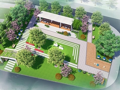 现代教育校园景观 阅读园地 阳光草坪