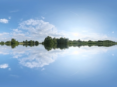 现代天空HDR 8khdr 晴朗白天蓝天白云 户外湖边自然树林 晴朗湖畔hdr 少云有云草坪郊外