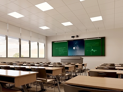 现代简约教室 小教室 多媒体教室