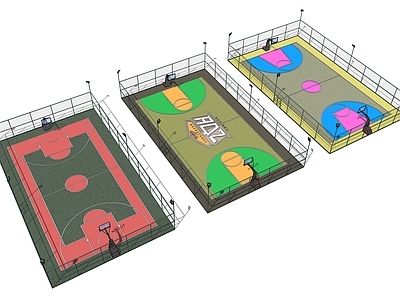 现代篮球场 户外篮球场