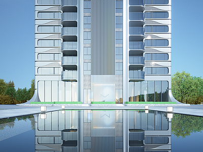 现代小区建筑 住宅门头 单元门头 住宅入户门 架空层入户大堂 入户大堂