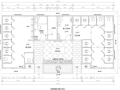 现代公共卫生间 公共卫生间平面图 施工图
