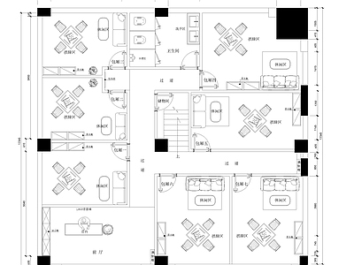 现代棋牌室 棋牌室平面布置图 施工图