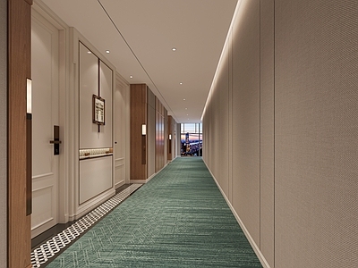 现代复古酒店走廊 客房层 客房走廊 走廊 过道
