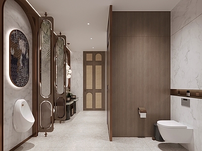 轻奢中古公共卫生间 卫生间 公共卫生间