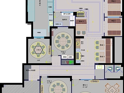 新中式原木火锅店 火锅店平面图 海鲜餐厅平面布置 海鲜超市平面图 餐厅平面图 现代简约餐饮平面 施工图