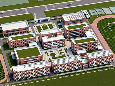 现代学校建筑 现代学校鸟瞰
