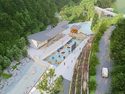 新中式现代其他公共建筑 上漂流游客中心 漂流 船形建筑 皮划艇