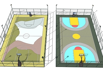 现代篮球场 户外篮球场 运动场地