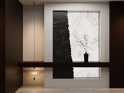 现代中式玄关 别墅玄关 端景台玄关 玄关背景 入户玄关 玄关造景