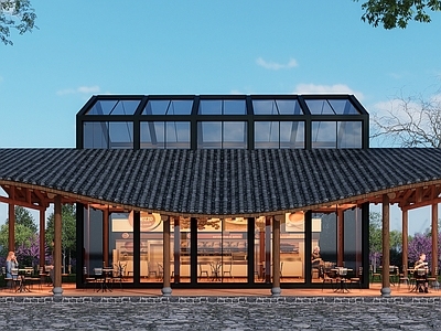中式餐饮建筑 公建 咖啡厅