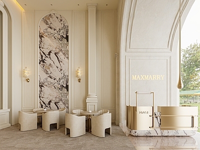 法式奶油婚纱摄影 婚纱店 大堂 前台