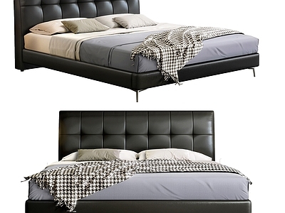 现代意式双人床 现代双 双人床 Minotti poliform 意式极简床
