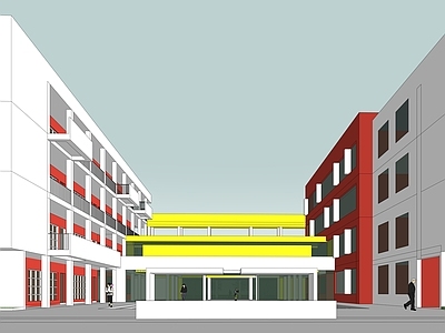 现代学校建筑 小学校园 教学楼学校