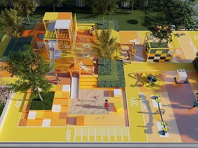 现代儿童游乐空间 现代儿童活动区 现代儿童游乐 主题儿童滑梯