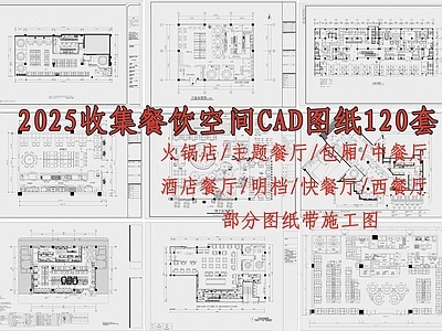 现代其他餐饮空间 120套餐饮空间 餐厅 火锅店 包厢 西餐厅 施工图