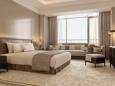 新中式中古酒店客房 套房卧室