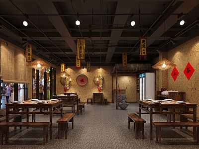 复古中式火锅店 复古火锅店 农家乐