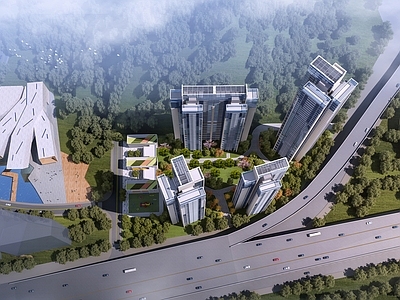 现代鸟瞰规划 现代风格高层住宅 鸟瞰规划 围合式社区 高层豪宅 复合型社区