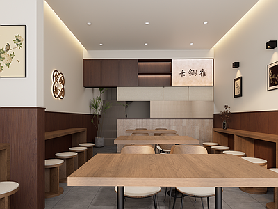 复古中古快餐店 米线店 小吃快餐店 小型餐饮店 中式复古风 临街店铺