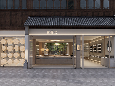 新中式中式珠宝店 景区 中式门头 新中式 银器店 景区门头