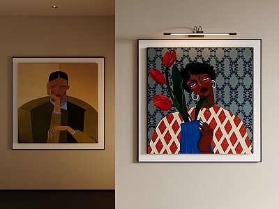 现代奶油挂画 复古中古挂画