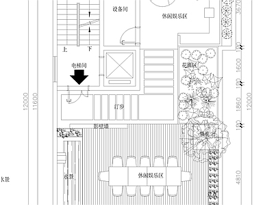 现代屋顶花园 屋顶花园平面图 施工图