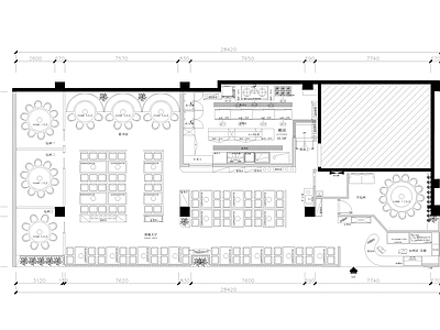 现代中餐厅 餐厅平面图 施工图