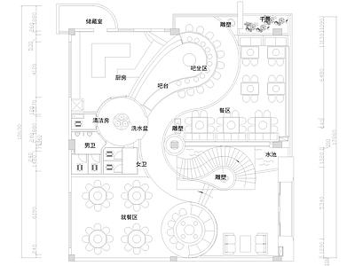 现代西餐厅 创意餐厅 施工图