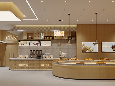 现代甜品面包店 现代甜品面包店 蛋糕店 面包摆件 奶茶店