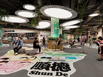 工业复古商场 岭南商业街 主题街 商场中庭 商场过道 室内商业街