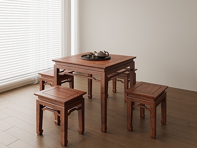 新中式中式其他桌椅 八仙桌 红木四方桌 实木八仙桌 方桌烧烤桌 四方茶桌