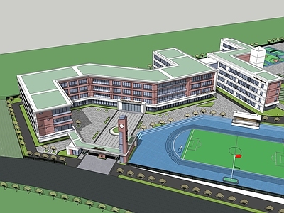 现代新中式学校建筑 教学楼学校