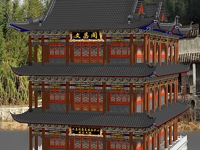 寺庙 仿古楼 文昌阁 三层古楼 文化中心 三层宗祠 施工图