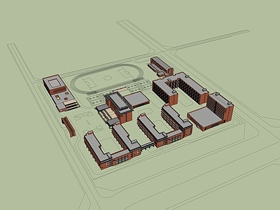 现代学校建筑 现代风格 高中初中小学幼儿