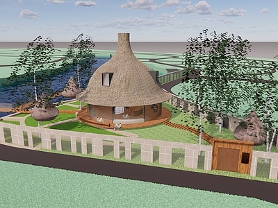 现代小公建 咖啡厅 茅草屋 树屋 景观建筑