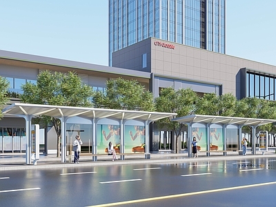 现代简约其他景观小品 公交站 现代公交站 城市家具 景观家具 城市街道
